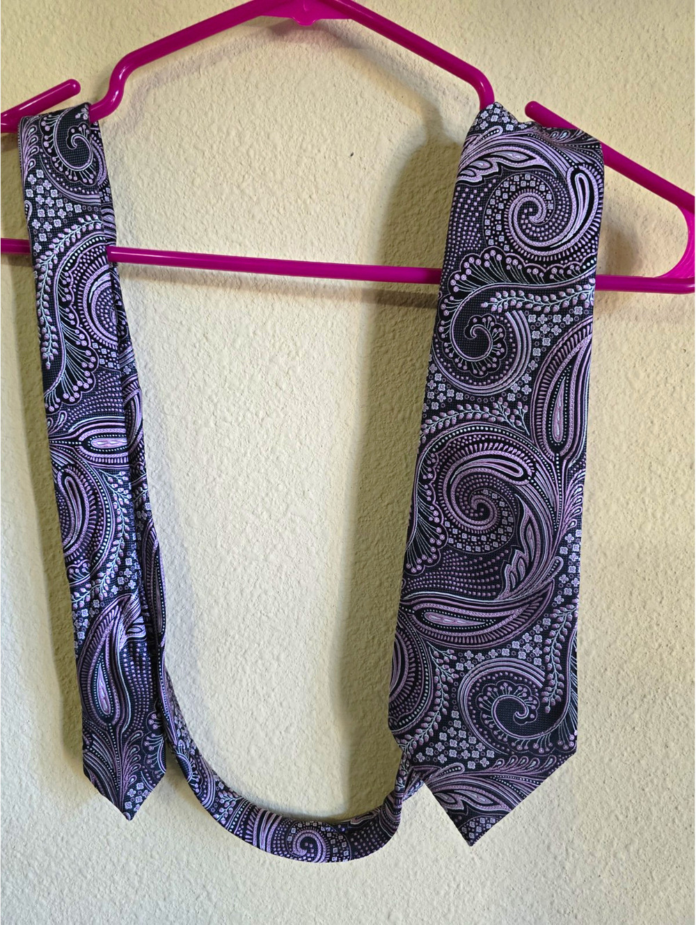 Ermenegildo Zegna Silk Tie Purple Lavender Black Paisley Jacquard Luxury Mens